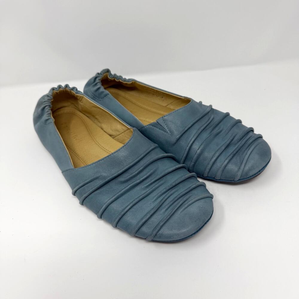 Chocolat Blu Caro Blue Leather Ballet Flats Size 10